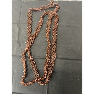 Apple Seed Necklace Brown Single Strand Vintage 1960's GREAT RETRO JEWEL 50"